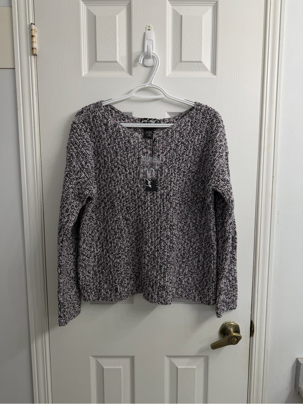 Lord & Taylor 424 Fifth Women's Marled Sweater Pink Black White Size L NWT